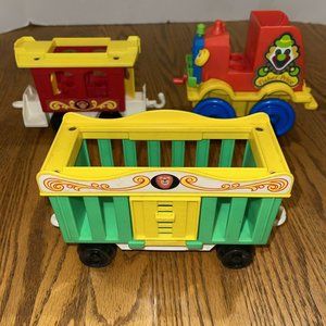 Vintage 1983 Fisher Price 3 pc Circus Train Lot Quacker Oats Clown
